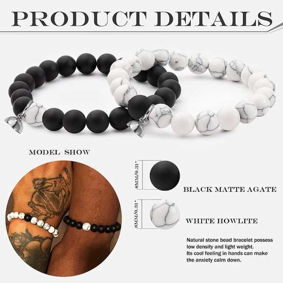 NEW 4Pcs Couples Bracelet Necklace Set Matching His and Hers Promise Lov… - Picture 5 of 8